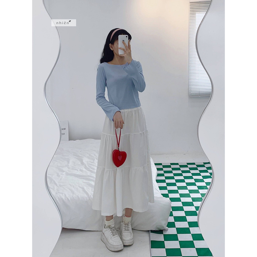 Marzus Top – เสื้อยืดสีพื้น เสื้อยืดแขนยาวผู้หญิง NHIENVINTAGE NAT00005 ราคา ถูกที่สุด ดีลบีเคเค แกลเลอรีภาพที่ 6