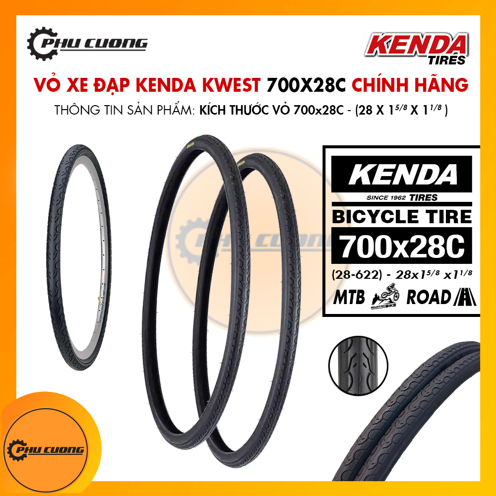 ยางจักรยานกีฬา Kenda Kwest 700C พร้อมด้ามจับสูงและติดทนนาน - 700x28C (28-622) [1 ชิ้น]