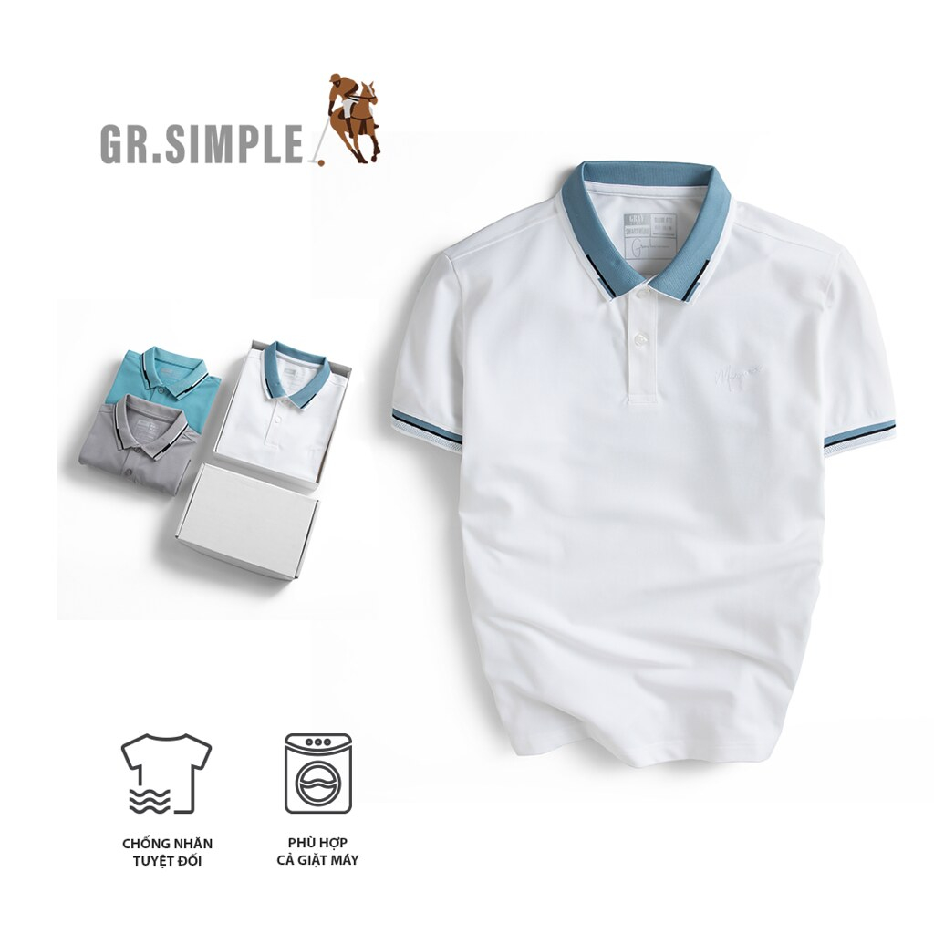 GRSIMPLE เสื้อโปโลคอปกผู้ชายพร้อมสายคล้องคอวัยรุ่นแบบไดนามิก (TPM3012)