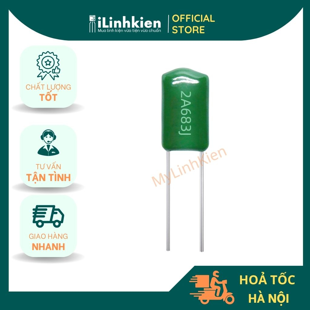 คุณภาพดี 2A683J 68nF 100V ตัวเก็บประจุไมก้า (ถุง 10 ชิ้น)