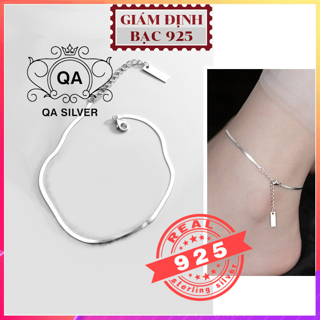 925 SILVER Anklet ด้ายแข็งเรียบ หน้าสี่เหลี่ยม สร้อยข้อมือผู้หญิงสไตล์มินิมอล S925 MINIMAL QA SILVER