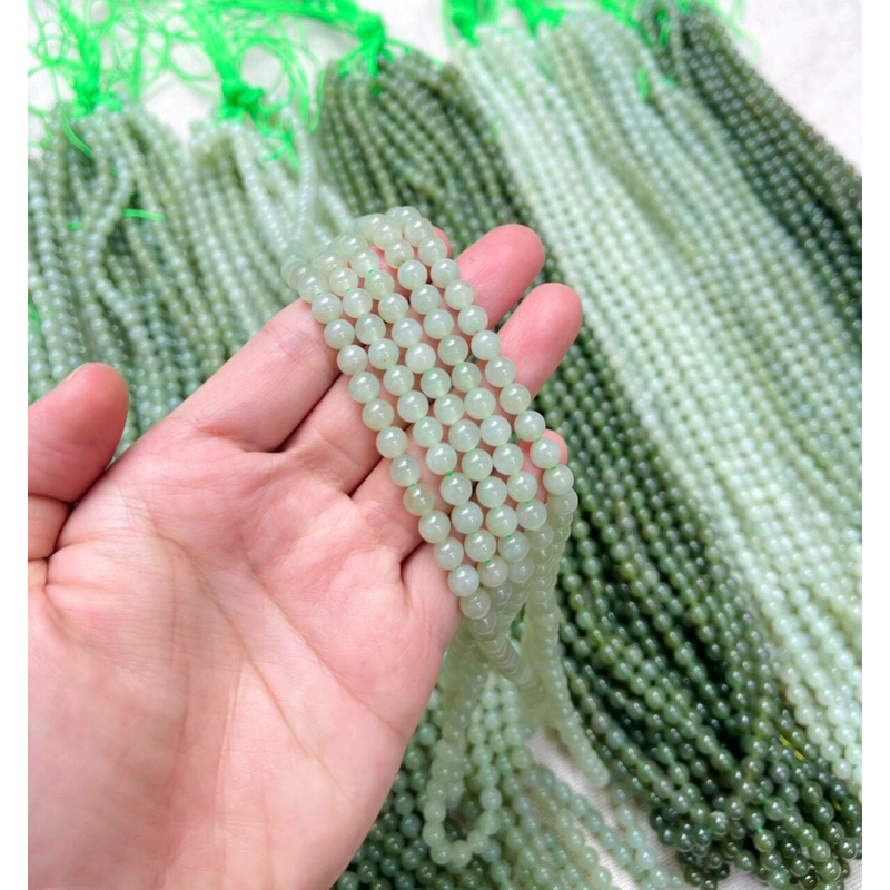 (แถมโซ่สํารอง) สร้อยคอหยก Hoa Dien 6mm