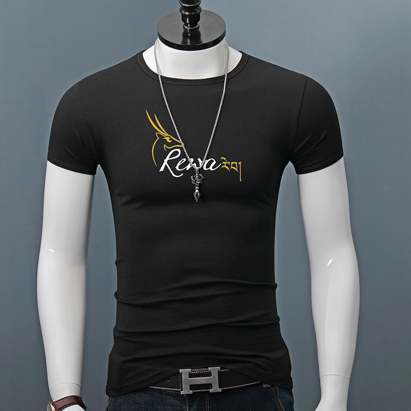 TheLynh mens slim fit เสื้อยืดยางยืดเย็นคอแฟชั่น REWA 27