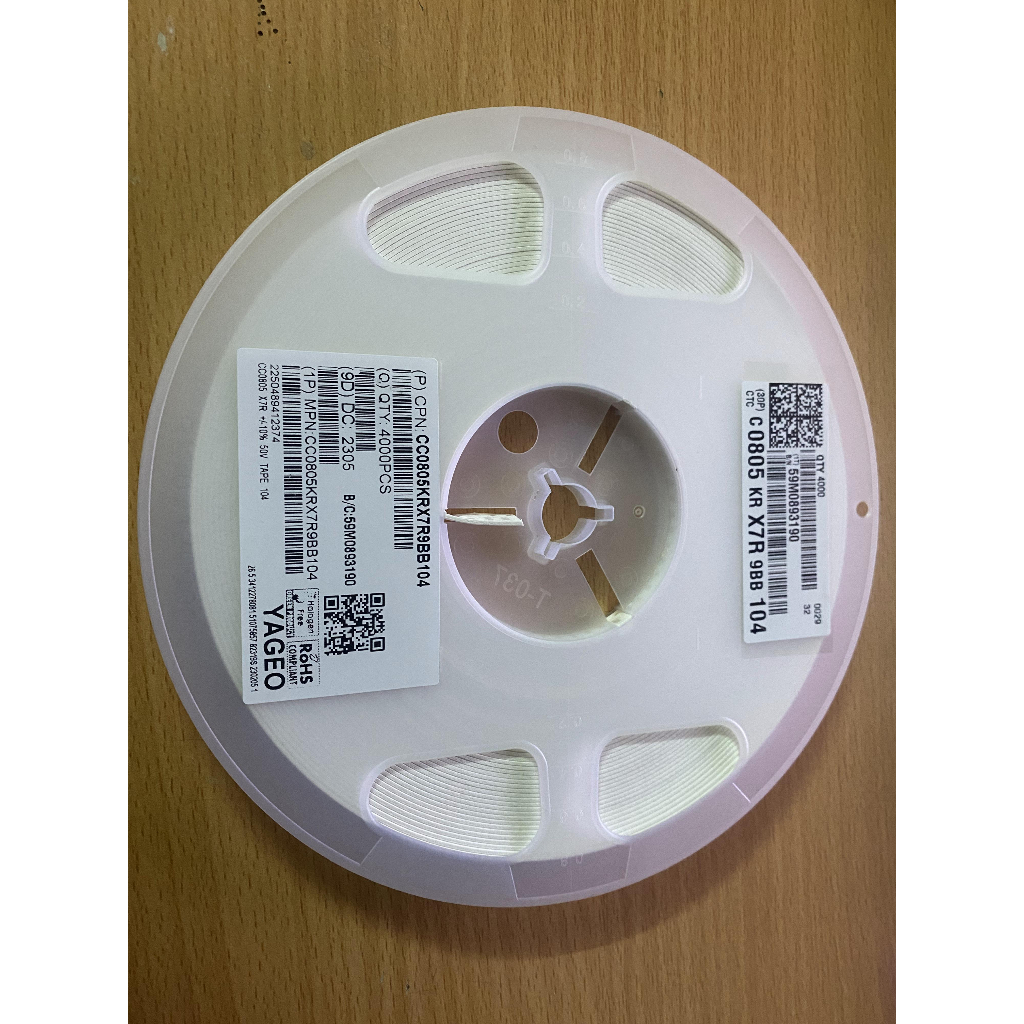 ค่าตัวเก็บประจุแบบแปะ SMD 0805 (10c/สาย)