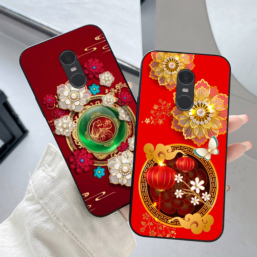 Xiaomi redmi note 4 / redmi note 4x / redmi 5 เคสพิมพ ์ ลายดอกไม ้ สไตล ์ จีน