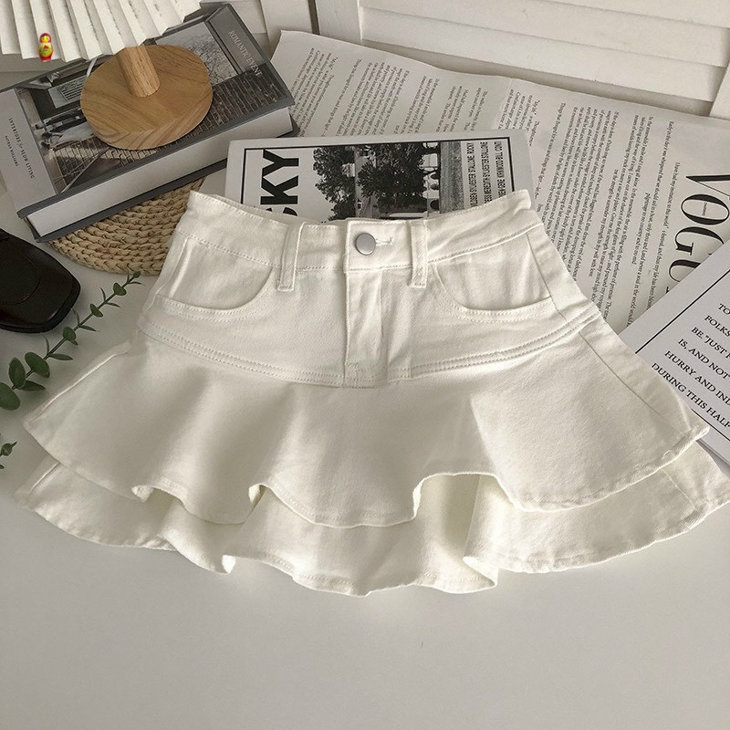 Short 2-LAYER MIXED SKIRT WITH KAKI PERSONALIZED ITEMS