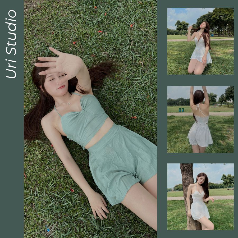 Uri Studio ชุดนอนคอเต่าผู้หญิง Set ชุดนอนบ้าน/ชายหาด Ignis