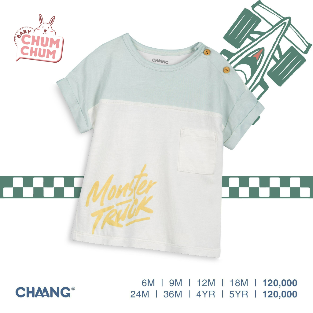 [BABY CHUMCHUM] เสื้อยืดแขนสั้นสีขาวแบบแอคทีฟ CHANG SS22D5