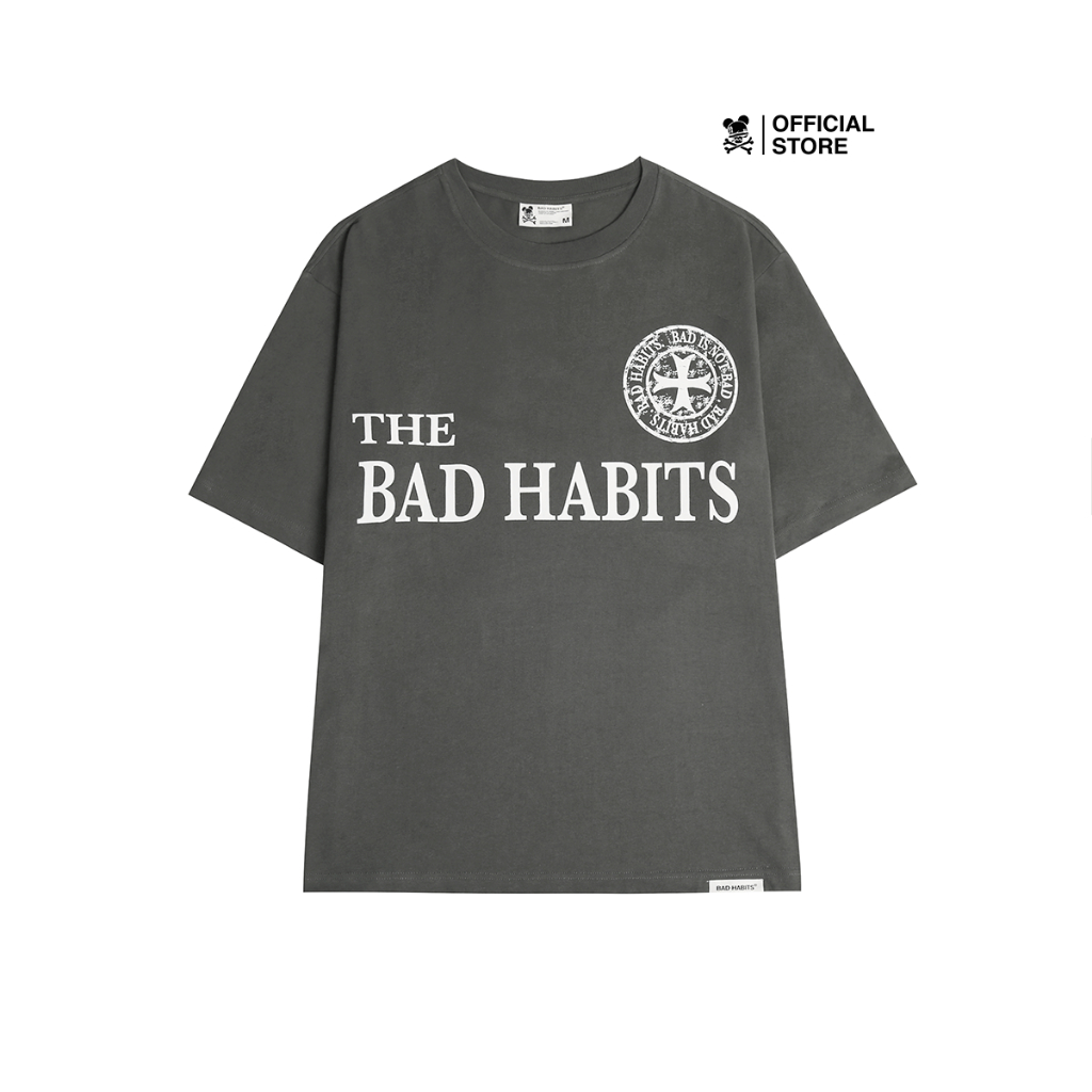 Unisex Bad Habits- Grey Renaissance Stamp Tee - แบรนด์ท้องถิ่นของแท้