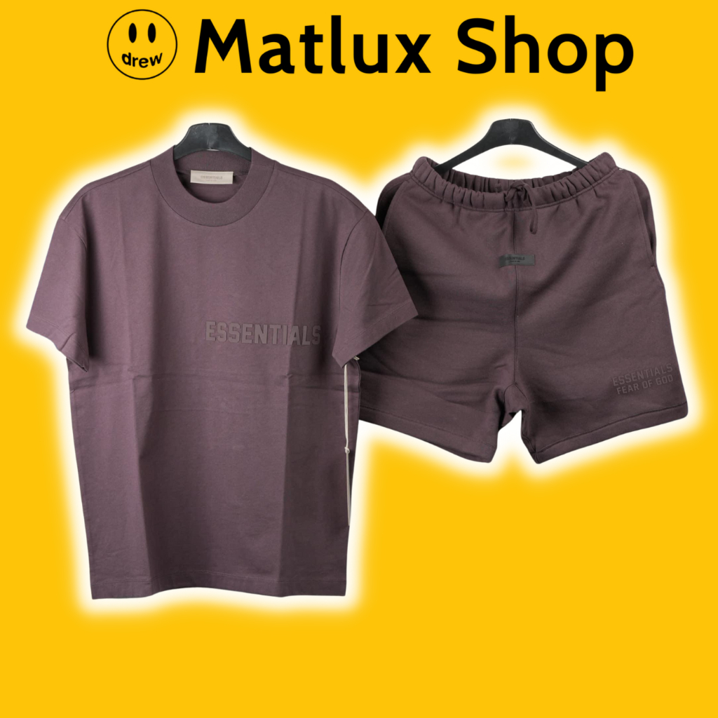 [BEST QUALITY] High QUALITY Fear Of God FOG Essentials SS23 เสื้อและกางเกงพลัม, ชุดผ้าฝ้าย FOG 1977 