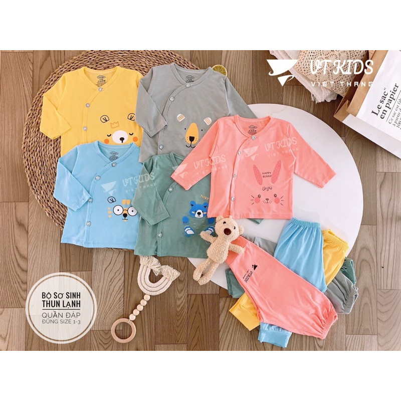 Vtkids ชุดทารกแรกเกิดยาวทําจากยางยืดพิมพ์ลายสีทึบสําหรับเด็กชายและเด็กหญิง