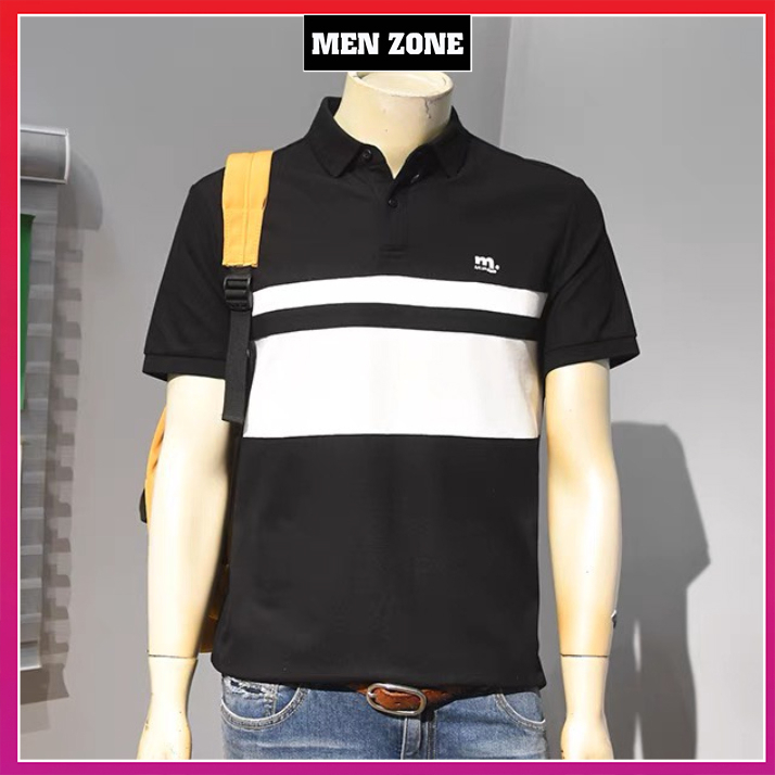 เสื้อโปโลผู้ชายเสื้อยืดแขนสั้นคอปกลายโลโก้ [PLN]