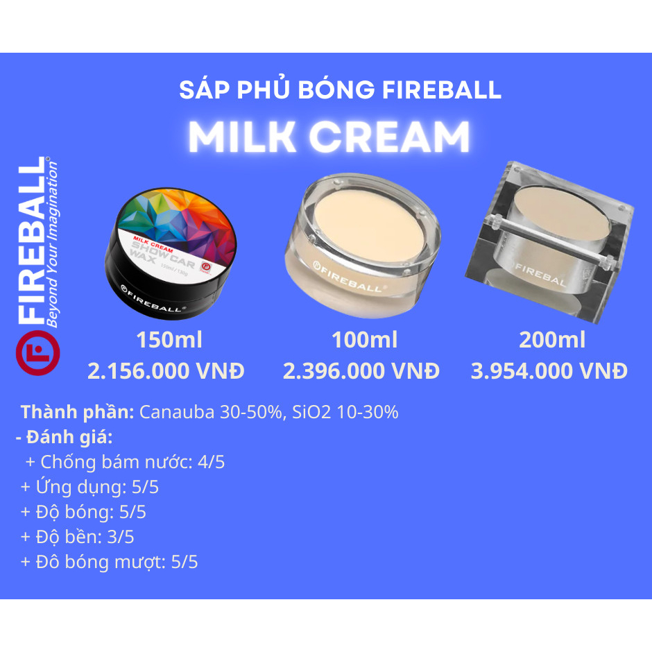 MILK CREAM PREMIUM CAR PAINT COATING WAX 15ml (ใช้ครั้งเดียว), ผลิตภัณฑ์ FIREBALL ของแท้, MADE IN KO
