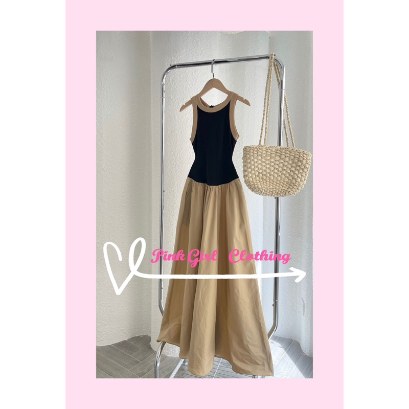 แม็กซี่เดรสแขนกุดคอ - ดีไซน์ OBB