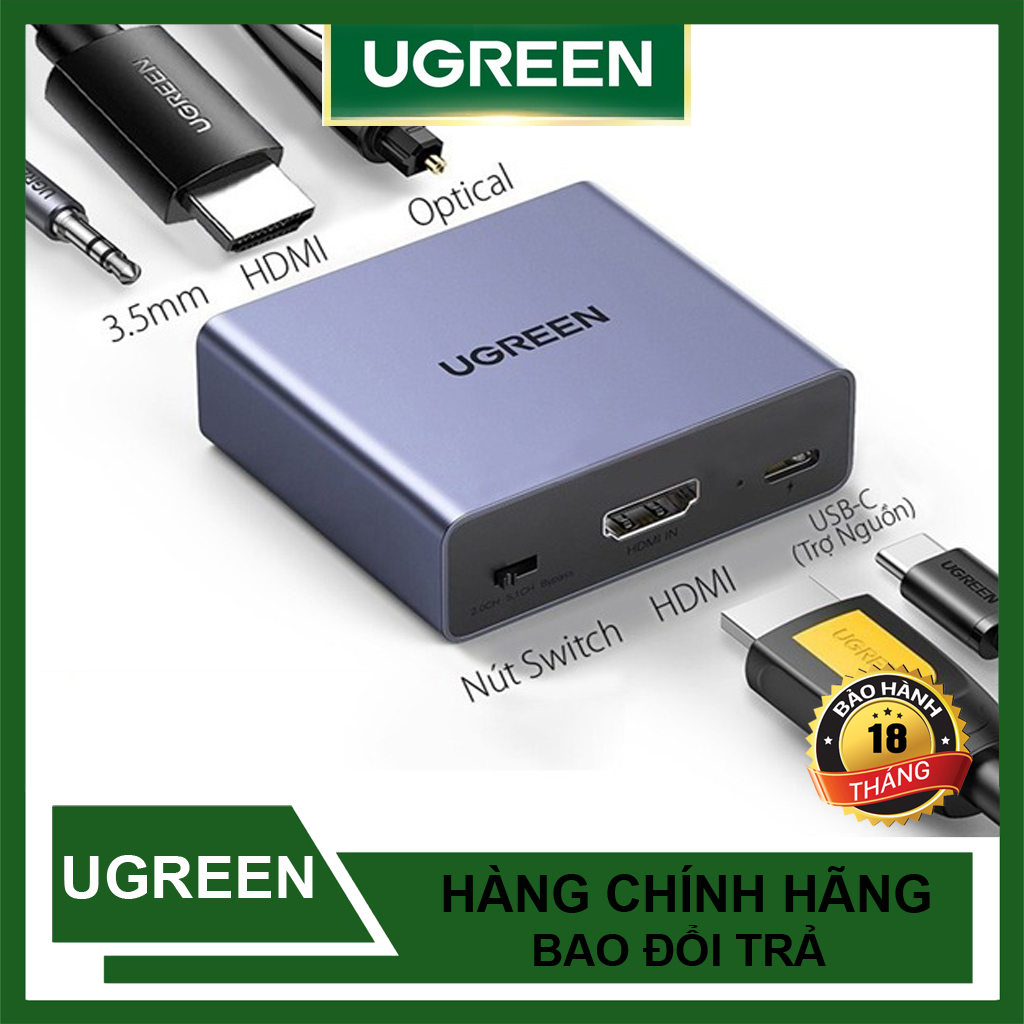 [มีในสต็อก] UGREEN 60649 HDMI Splitter - Split HDMI to HDMI และเสียง 3.5 มม., ออปติคัลของแท้