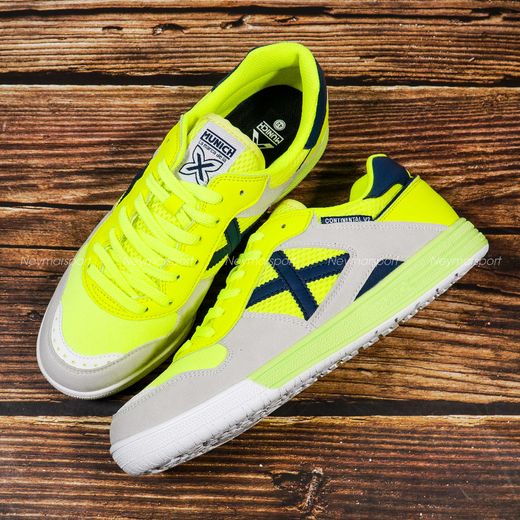 X MUNICH CONTINENTAL V2 47 รองเท้าฟุตซอล - สีเหลืองแสงอาทิตย์/เทา