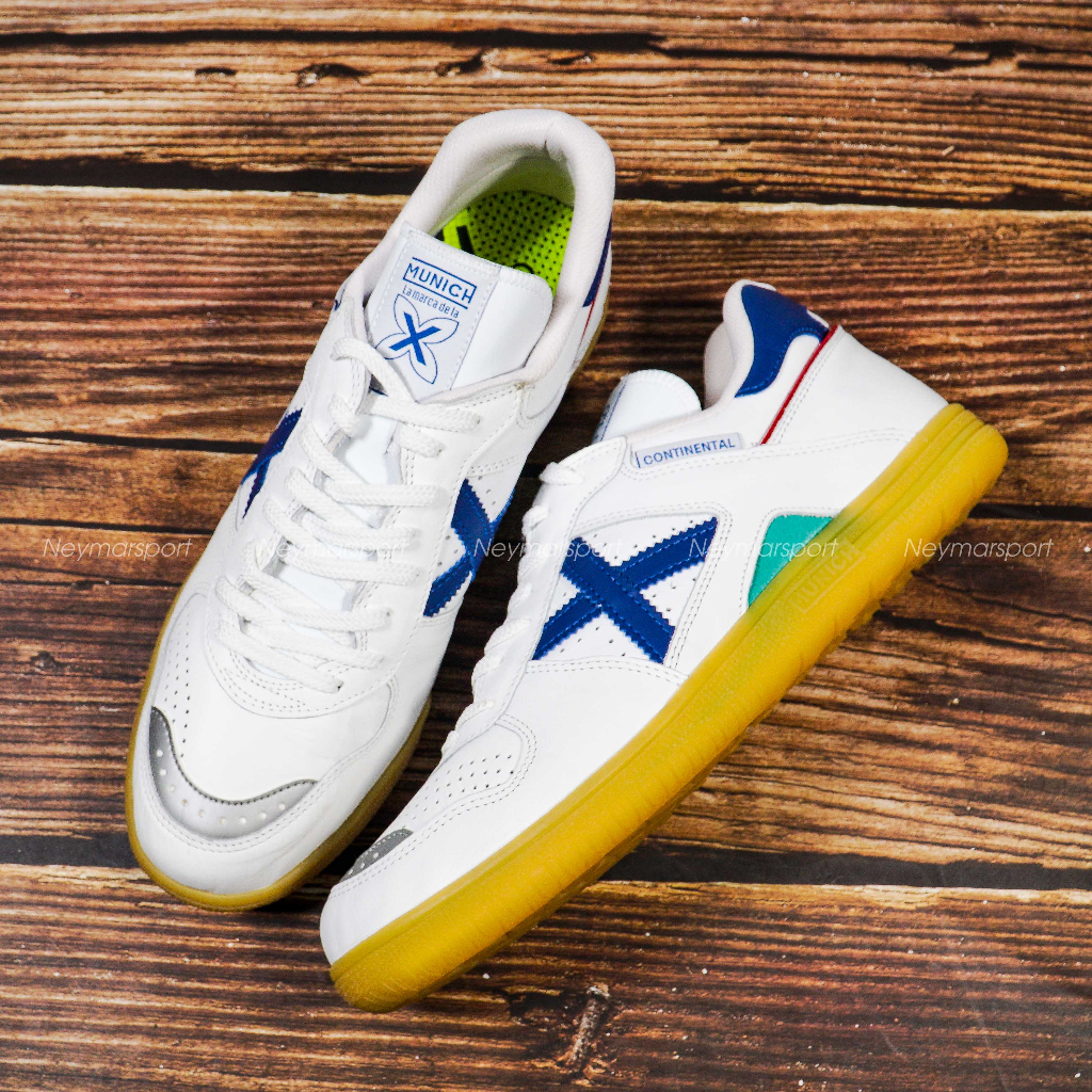 X MUNICH CONTINENTAL 821 รองเท้าฟุตซอล - สีขาว/น้ําเงิน