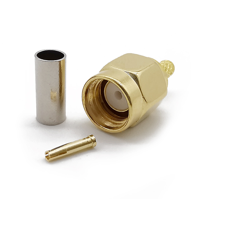 RP-SMA ขั้วต่อสายบัดกรีตัวผู้ RG174 RG316