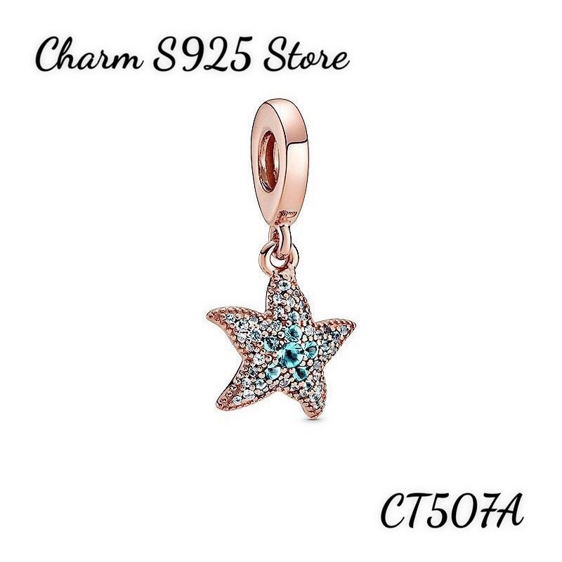 (ผลิตภัณฑ์คุณภาพสูง) ROSE GOLD ROSE SEA STAR เสน่ห์ที่ห้อยด้วยหินสีเขียว
