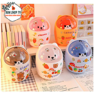 Thùng rác mini để bàn hình thú có nắp đậy nhỏ gọn xinh xắn, Sọt rác mini hình chú gấu dễ thương nhỏ gọn để bàn học
