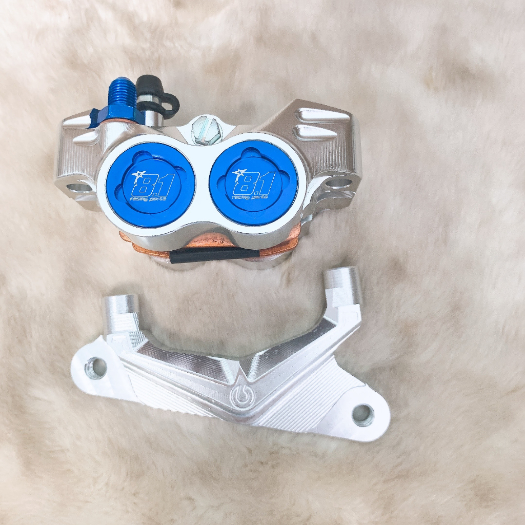 หมูน้ํามันสูตร CNC 81 พร้อมแผ่นยึด VARIO, VISION, จาน CLICK 220mm_หมู CNC สีฟ้า
