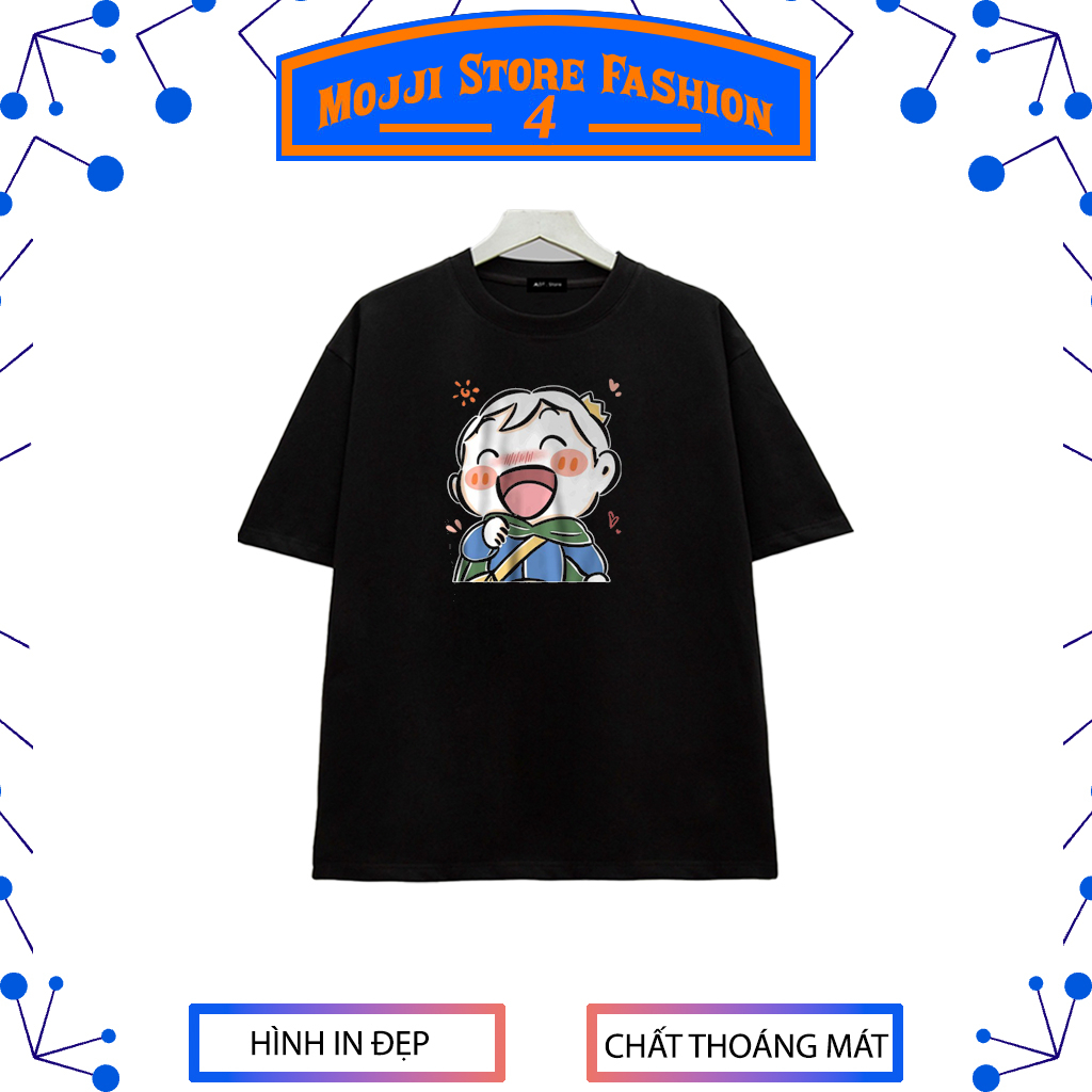 เสื้อยืดแขนสั้น Ousama Ranking Bojji Kawaii Meme (ดํา/ขาว) - วัสดุยืดหยุ่นสุดเท่