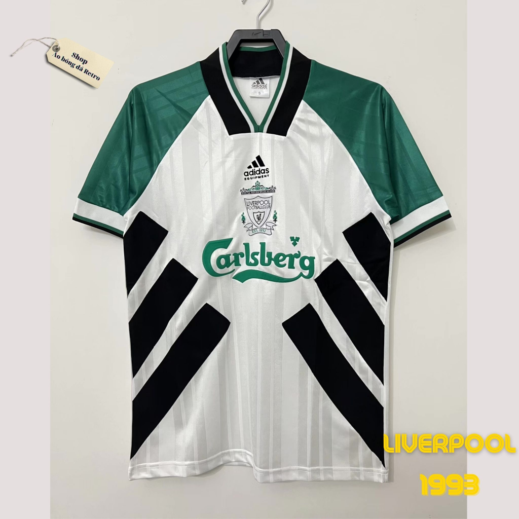 เสื ้ อฟุตบอล Retro liverpool 1993 สีฟ ้ าผ ้ าฝ ้ ายโพลีเอสเตอร ์ แฟชั ่ น blockcore