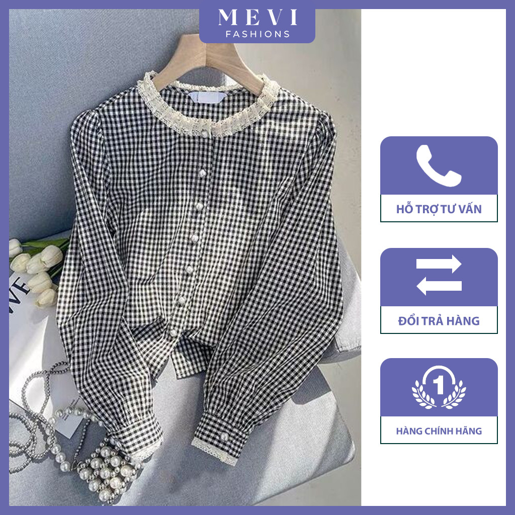 Mevi_A2148 เสื้อเชิ้ตลายสก๊อตคุณภาพสูงแฟชั่น