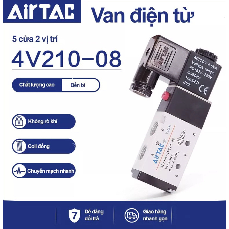 โซลินอยด์วาล์ว Airtac คุณภาพดี 4V210-08 Airtac