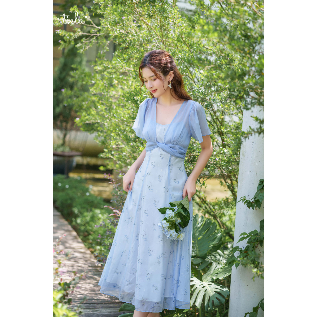 Tiela Blue Floral Dress-Lovie Dress