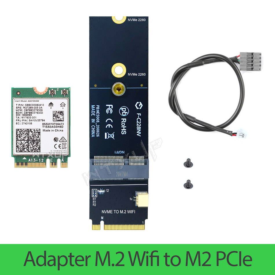 อะแดปเตอร์ M2 Wifi Key E E Key to M2 PCIe 2280 ติดตั้งการ์ดเครือข่าย M2 Wifi เป็นเมนบอร์ดโดยไม่มีช่อ