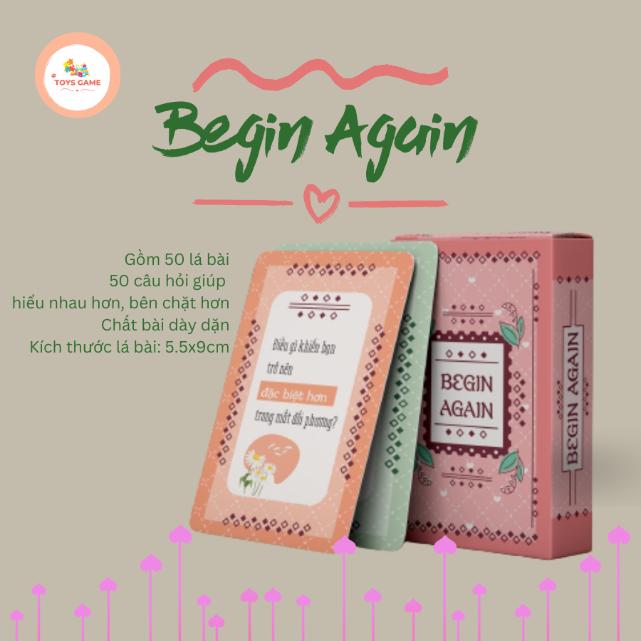 Begin Again ดาดฟ้าของการ์ด ใช้สําหรับคู่รักเพื่อเข้าใจแต่ละอันดีกว่าการแก้ไขความผิดหวังในชีวิต