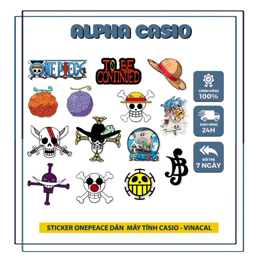 Pirate king Sticker one piece 2025 casio 580vnx, 880 BTG 570vn, 570es, 500ms, vinacal, หมวกกันน็อค, 