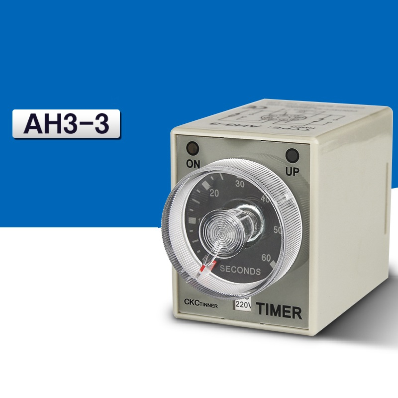 Timer -Timer CKC AH3-3 Time Relay 8 Round Pin Voltage 220VAC พร ้ อมขาตั ้ ง - ตัวควบคุมเวลา AH3-3