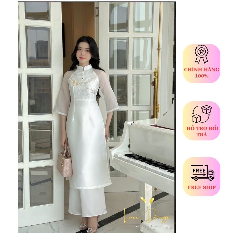 Modern Tuyet Mai ao dai ผ้า tafta คุณภาพสูง ออกแบบโดย Lucci.Design