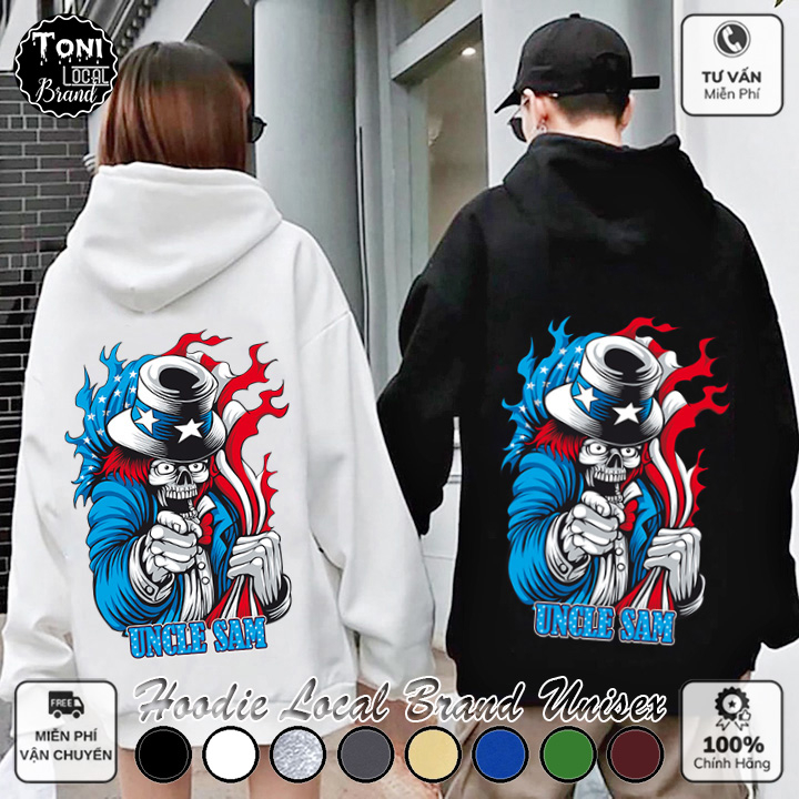 Local Brand UNCLE SAM Hoodie ผ้าฟลีซหนาพิเศษ รูปแบบหลวม Unisex (HD9220L - Full Box)
