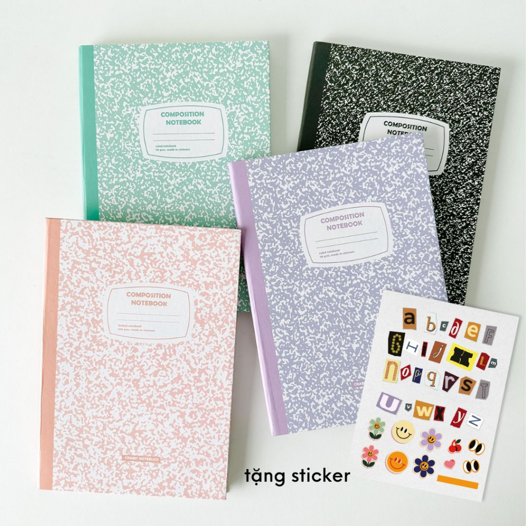 [GIVE STICKER] Notebook 200 300 500 หน้าปกแข็ง สมุดบันทึกตารางประ สมุดบันทึก Crabit - Composition Collection