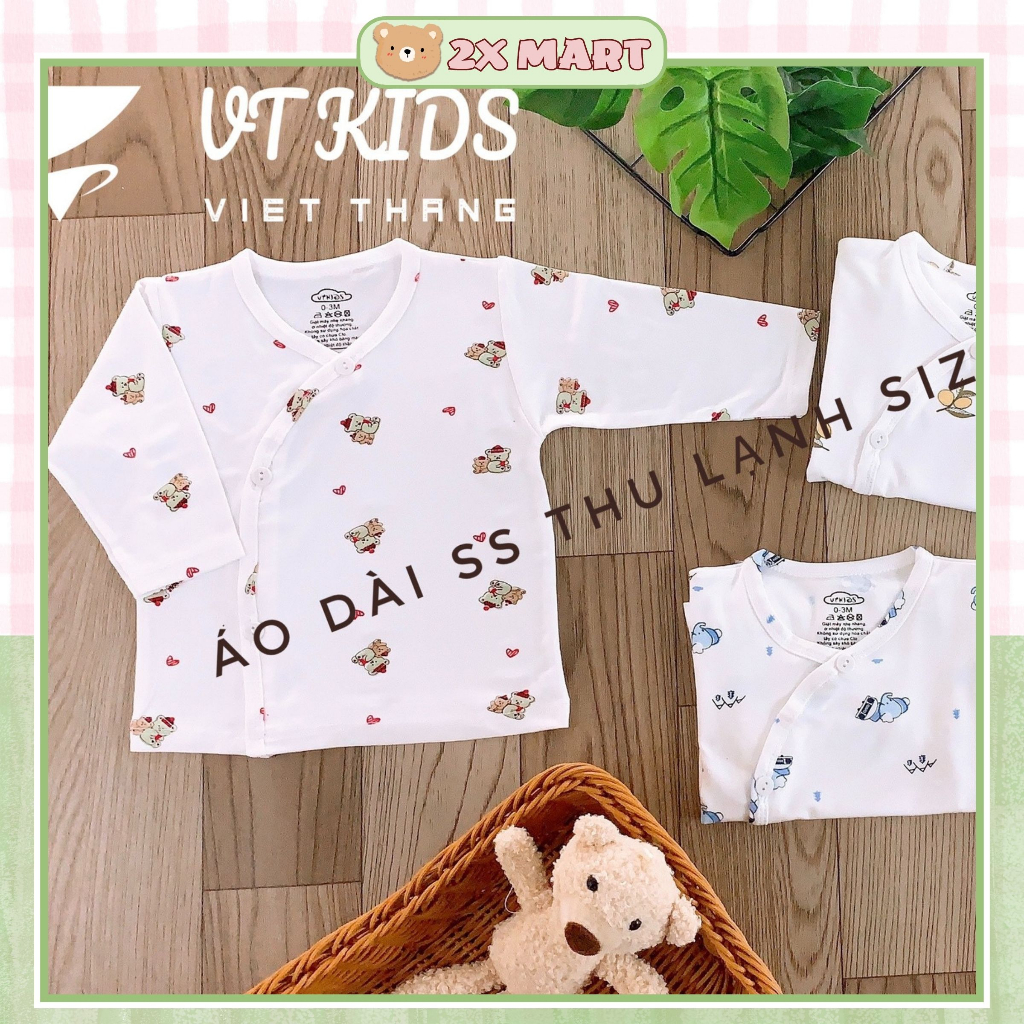 ชุด เสื้อเด็กแรกเกิด 3 ตัวสําหรับเด็กชายและเด็กหญิงแขนยาว ยางยืดนิ่ม ฝาเฉียง VTkids, HappyKids, ฮิโม