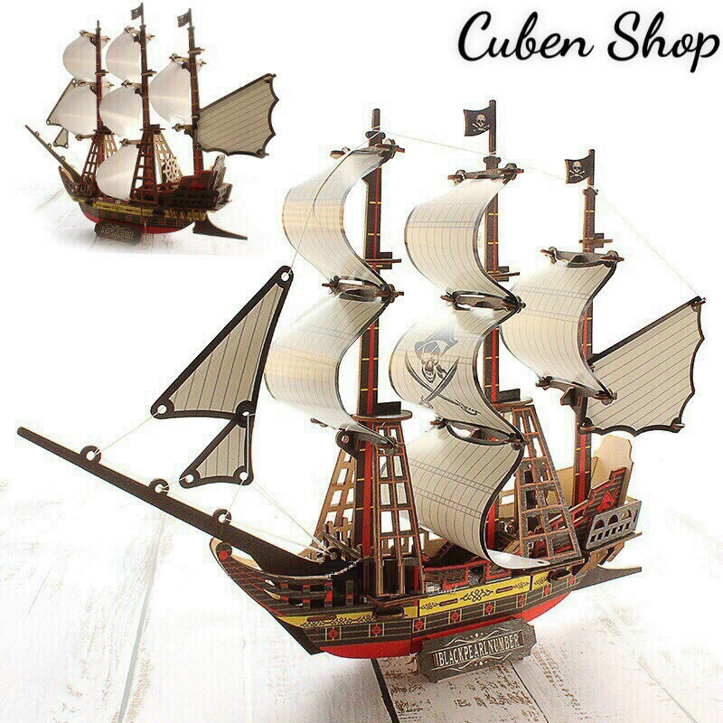 Black Pearl Number Boat Series - เรือโจรสลัด - เรือซัลลิงแดง... โมเดลของเล่นประกอบ 3 มิติไม้