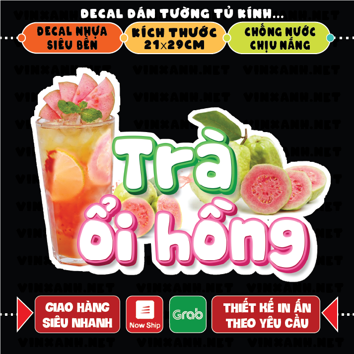 PINK GUAVA TEA รูปลอกสําหรับตกแต่งผนัง กันน้ํา กันแดด รูปลอกตู้ สติ๊กเกอร์ติดกระจก รถเข็นเด็ก 28cm