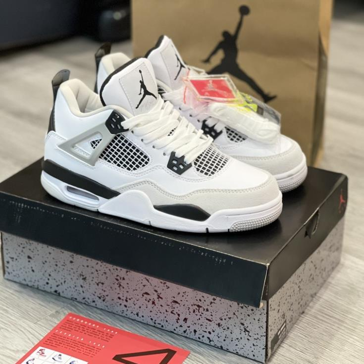 Jordan 4 Retro รองเท้าผ้าใบบาสเก็ตบอล สีขาว สีเทา JD4 สําหรับผู้ชาย และผู้หญิง (เต็มกล่อง) 1995