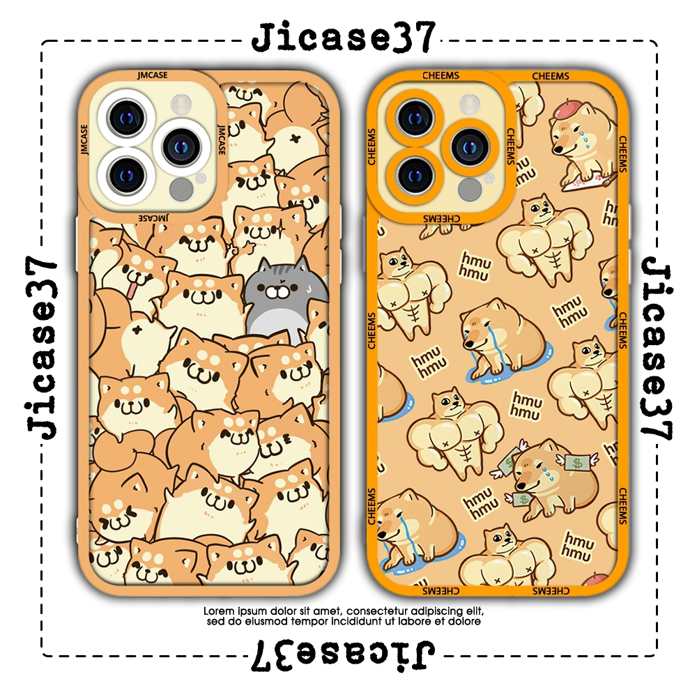 น่ารัก JM CASE Cheems Doge Hmu hmu ขอบเหลี่ยม iPhone CASE 6/6pl/6s/6spl/7/7pl/8/8pl/x/xs/11/12/13/pr