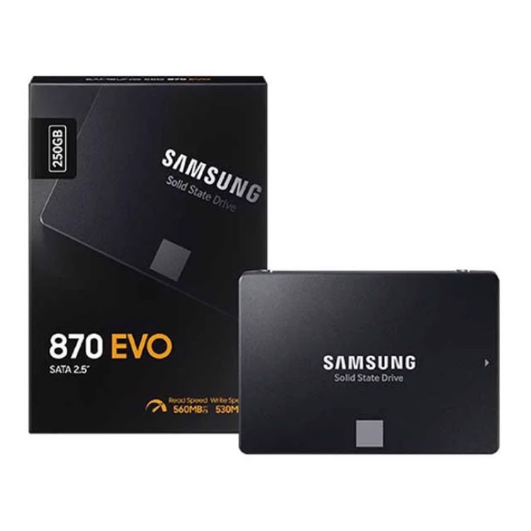 ฮาร์ดไดรฟ์ Samsung 870 EVO SSD 250GB / 500GB (SATA3/ 2.5 นิ้ว/ 560MB/s/ 530MB/s)