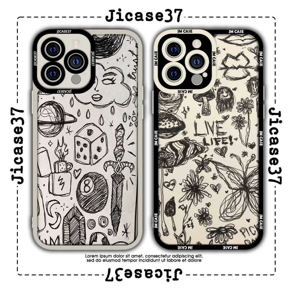 JMCase Anime Vintage Art Manga Square Edge เคส iphone 7/7plus/8/8plus/x/xs/11/12/pro/max/plus/promax