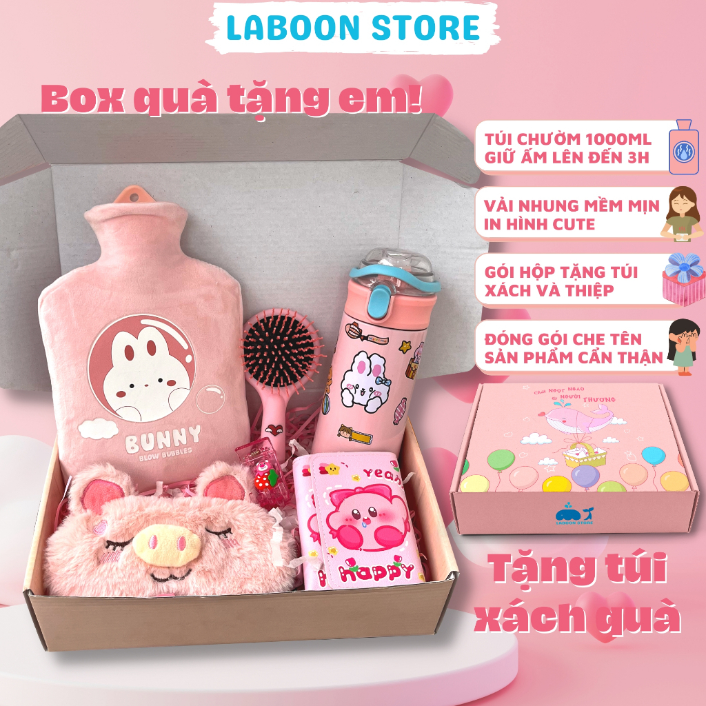 ชุดของขวัญสําหรับแฟน LABOON แพ็คท้องอเนกประสงค์ 1000 มล. พร้อมกระติกน้ําร้อนและอุปกรณ์สุดน่ารัก