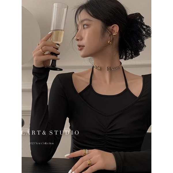 [MTM STORE] ชุดเดรสแขนยาวคอปกทรงสลิม