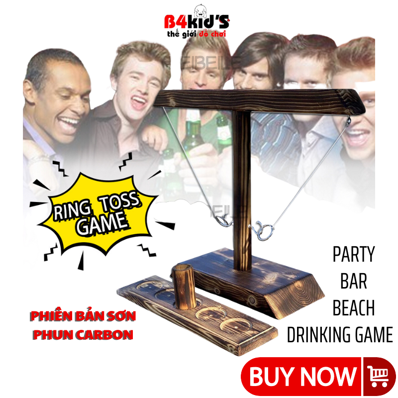 เกมโยนแหวนสําหรับทานอาหาร ดื่ม ปาร์ตี้ชายหาด RING TOSS GAMES วัสดุไม้พ่นคาร์บอน เครื่องเล่น 2 ถึง 4 