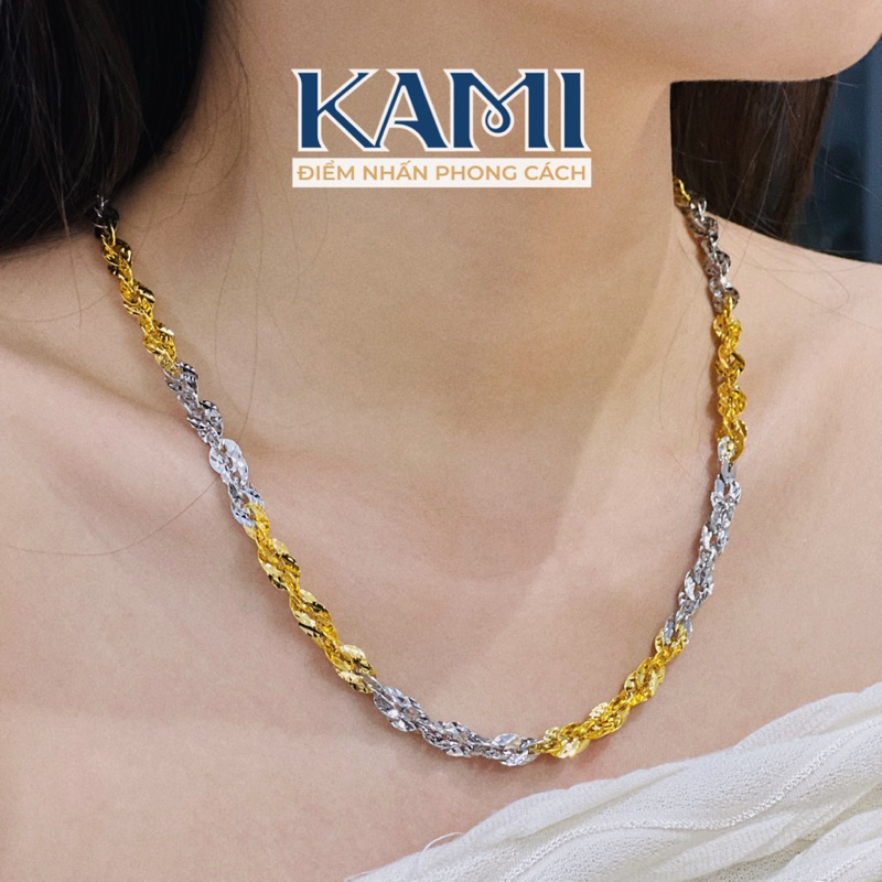 Kami DX2M สร้อยคอบิด 2 สีแกะสลัก 4 มิติที่สว่างเป็นพิเศษ