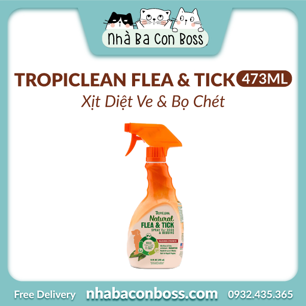 [Ve / สเปรย ์ กําจัดหมัด ] Tropiclean For Cat / Dog 473ml Bottle
