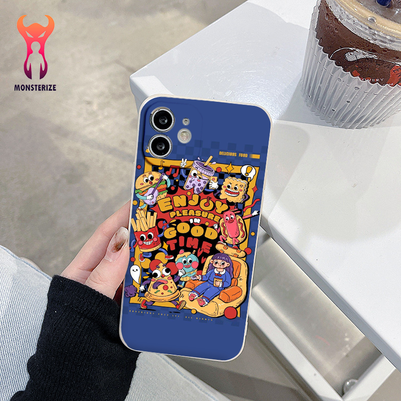 เคสป้องกันกล้องขอบเหลี่ยมลายอาหารสําหรับ iphone 6 ถึง 14promax - e7350b